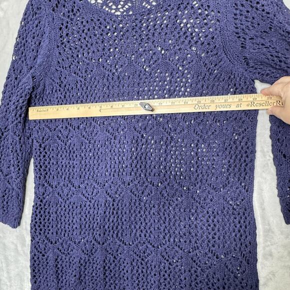 Coldwater Creek Sweater Womens 1X Open Crochet Knit Pullover 3/4 Sleeve Top Boho - Picture 6 of 10